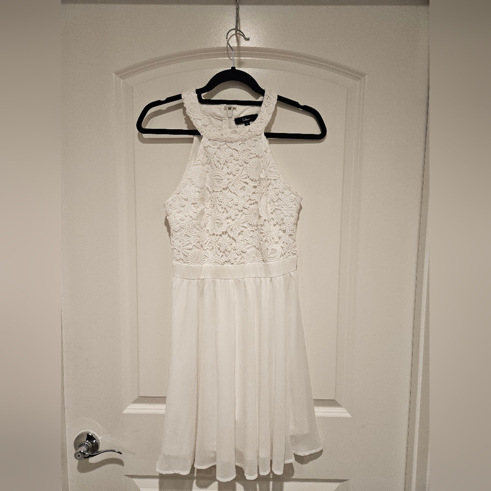 Lulus Floral Laced White Mini Dress #580